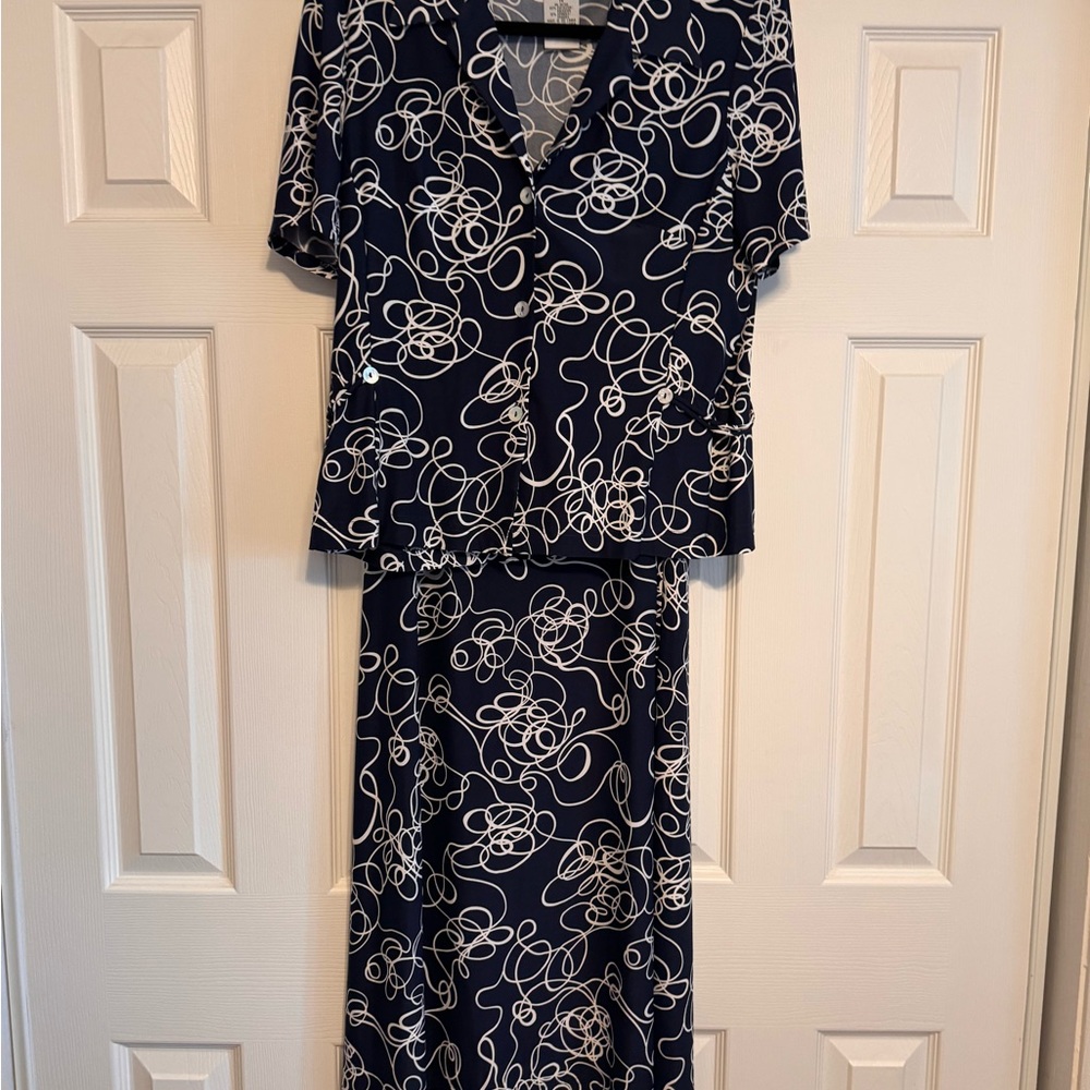 Karin Stevens Navy and White Dress Set